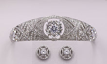 Load image into Gallery viewer, Meghan Markle Wedding Cubic Zirconia and Rhinestone Tiara Headpiece and Earrings Set
