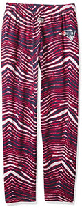 NFL Zubaz Mens New England Patriots Zebra Pant Left Hip Logo Track Pant, Large, Team Color