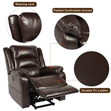 Load image into Gallery viewer, Esright Power Lift Chair Faux Leather Electric Recliner for Elderly, Heated Vibration Massage Sofa with Side Pockets, USB Charge Port &amp; Remote Control, Dark Brown
