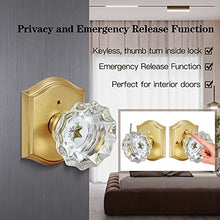 Load image into Gallery viewer, CLCTK Premium Glass Door Knobs, Bathroom Bedroom Door Knobs with Lock, Privacy Gold Door Knob Interior, Satin Brass
