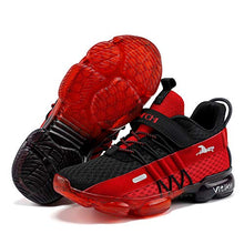 Load image into Gallery viewer, JMFCHI Boys Girls Kids' Sneakers Knitted Mesh Sports Shoes Breathable Lightweight Running Shoes for Kids Fashion Athletic Casual Shoes Black/Red Size 4
