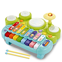 Load image into Gallery viewer, fisca 3 in 1 Musical Instruments Toys, Electronic Piano Keyboard Xylophone Drum Set - Learning Toys with Lights for Baby &amp; Toddler 1 2 3 Year Old Boys and Girls
