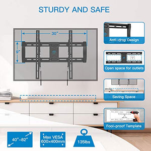 PERLESMITH Tilting TV Wall Mount Bracket for Most 40-82 Inch LED LCD OLED 4K Curved Flat Screen TVs - 12 ° Tilt Mounting Bracket with VESA 600x400mm Holds up to 135 LBS, Can Be Leveled