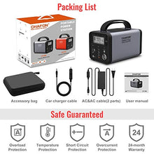 Load image into Gallery viewer, CHAFON Portable Power Station CF290,296WH Lithium Battery Backup,110V/330W Pure Sine Wave AC Outlet,Solar Generator for Outdoors Camping,Road Trips,Emergency(Space Grey)
