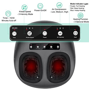 Medcursor Foot Massager Machine with Heat, Shiatsu Deep Kneading Massage, Multi-Level Settings, Air Pressure, Electric Muscle Roller Feet Massager, Fits Feet Up to Size 11