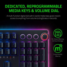 Load image into Gallery viewer, Razer Huntsman Elite Gaming Keyboard: Fastest Keyboard Switches Ever - Clicky Optical Switches - Chroma RGB Lighting - Magnetic Plush Wrist Rest - Dedicated Media Keys &amp; Dial - Classic Black
