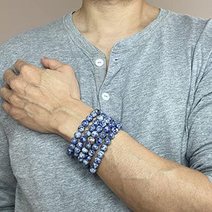 108 Bead Sodalite Gemstone 8mm Mala Beads - Yoga Meditation Mala Bracelet Necklace - Intuition Stone