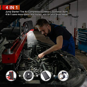 Portable Jump Starter with Air Compressor, UTRAI Jstar5 150 PSI 2000A 24000mAh(8L Gas 7.5L Diesel Engine) 12V Battery Jump Pack with Emergency Light LCD Screen USB QC3.0 for Cars, Trucks, SUV