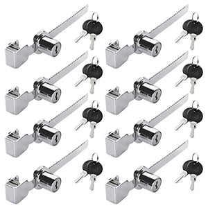 8 Pack Sliding Glass Door Ratchet Lock Drawer Display Case Showcase Lock Security Glass Case Lock Glass Display Case Lock (Keyed Alike)