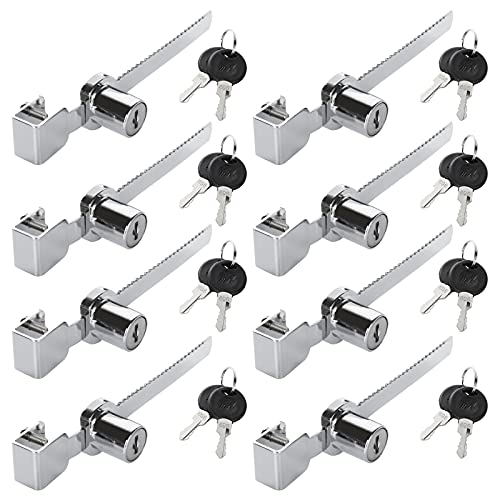 8 Pack Sliding Glass Door Ratchet Lock Drawer Display Case Showcase Lock Security Glass Case Lock Glass Display Case Lock (Keyed Alike)