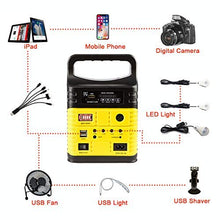 Load image into Gallery viewer, UPEOR Solar Generator Lighting System Portable Solar Power Generator Kit for Emergency Power Supply,Home &amp; Outdoor Camping,Including MP3&amp;FM Radio,Solar Panel,3 Sets LED Lights (Yellow)
