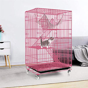 kkkki Luxury 3-Tier Cat Ferret Cage Portable Cat Home Fold Pet Cat Cage Playpen