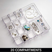Load image into Gallery viewer, mDesign Stackable Plastic Storage Jewelry Box - 2 Organizer Trays with Lid for Drawer, Dresser, Vanity - Holds Necklaces, Bracelets, Bangles, Rings, Earrings - 3 Pieces - Clear
