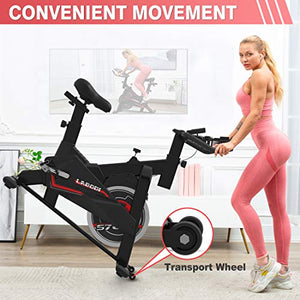 LABODI Exercise Bike, Indoor Cycling Bike Stationary, Spin Bike for Home Cardio Gym, Silent Belt Drive Workout Bike with 35 LBS Flywheel, Thickened Frame Upgraded Version(Black)