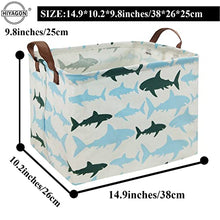 Load image into Gallery viewer, HIYAGON Rectangular Storage Baskets,Ramie Cotton Toy Storage Bin with Stylish Pattern for Home Organization,Gift Basket,Kid's Toy Organizer,Shelf Basket (Blue Shark)
