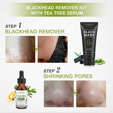 Load image into Gallery viewer, Blackhead Peel Off Face Mask, SHVYOG 3-in-1 Blackhead Remover Charcoal Mask with Brush &amp; Tea Tree Serum, Purifying &amp; Deep Cleansing Black Mask for Blackheads, Dirt, Acne, Pores Shrinking (100g+30ml)

