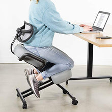 Load image into Gallery viewer, DRAGONN (by VIVO) Ergonomic Kneeling Chair with Back Support, Adjustable Stool for Home and Office with Angled Seat for Better Posture - Thick Comfortable Cushions, Gray (DN-CH-K02G)
