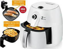 Load image into Gallery viewer, Ovente Electric Air Fryer 1400 Watt Power with Non-Stick Fry Basket &amp; Grill Pan, 3.2 Quart Air Oven and Cooker with Temperature Control and 30 Minute Timer for Frying Baking Grilling, White FAM21302W
