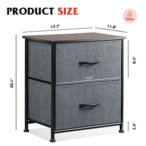 WLIVE Nightstand with 2 Fabric Drawers, Bedside Furniture & End Table Dresser for Bedroom, Living Room, Steel Frame, Wood Top, Easy Pull Handle