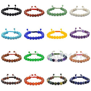 AD Beads Natural 10mm Gemstone Bracelets Healing Power Crystal Macrame Adjustable 7-9 Inch (Green Aventurine)