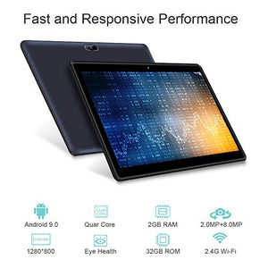 Android Tablet Pritom 10 inch Android 9.0 OS Tablet, 2GB RAM, 32GB ROM, Quad Core Processor, HD IPS Screen, 2.0 Front + 8.0 MP Rear Camera, Wi-Fi, Bluetooth - Tablet PC(Black)