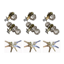 Load image into Gallery viewer, Grip Tight Tools ED03C-3, Set of 3 (Satin Stainless Steel) Combo Entry Lock Set Door Knob and Single Cylinder Deadbolt Alike: SC1 Keyway with 18 Keys Included
