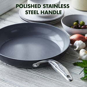 GreenPan Valencia Pro Hard Anodized Healthy Ceramic Nonstick 10" Frying Pan Skillet with Lid, PFAS-Free, Induction, Dishwasher Safe, Oven Safe, Gray