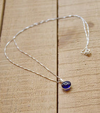 Load image into Gallery viewer, Silver Evil Eye Necklace with BLUE Glass Evil Eye Charm - 925 Sterling Silver 19 Inch Box Chain

