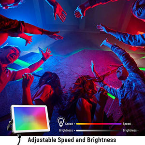 Albrillo 30W RGB LED Flood Light, Color Changing Floodlight 100W Equivalent, 11 Colors 4 Modes, IP66 Waterproof, Dimmable and Timing, Outdoor for Halloween Party Landscape Stage Lighting, 2 Pack