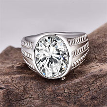 Load image into Gallery viewer, BONLAVIE Mens Vintage Rings with White Cubic Zirconia CZ 925 Sterling Silver Wedding Band Engagement Ring Size 9
