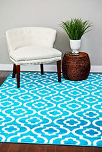 Load image into Gallery viewer, 3028 Turquoise Moroccan Trellis 5&#39;2x7&#39;2 Area Rug Carpet Large New
