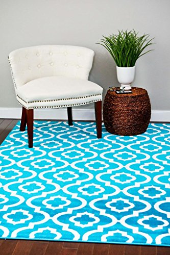 3028 Turquoise Moroccan Trellis 5'2x7'2 Area Rug Carpet Large New