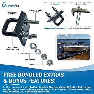 WAVESRX Boat Trailer Hitch Tightener & Stabilizer | Stainless Steel Anti-Rattle Clamp for 2" Hitch Receivers | Marine Grade Rust-Free for Safe Transportation of Your Watercraft | Improved 2022 Version