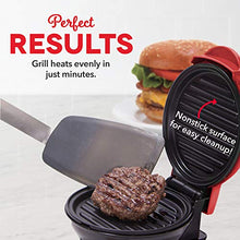 Load image into Gallery viewer, Dash DMG001RD Mini Maker Portable Grill Machine + Panini Press for Gourmet Burgers, Sandwiches, Chicken + Other On the Go Breakfast, Lunch, or Snacks with Recipe Guide - Red
