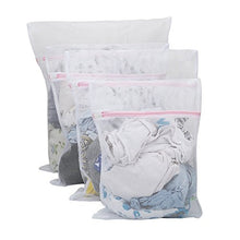 Load image into Gallery viewer, Vivifying Large Net Washing Bag, Set of 4 Durable Coarse Mesh Laundry Bag with Zip Closure for Clothes, Delicates (White)
