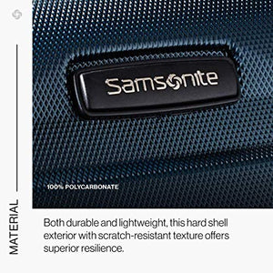 Samsonite Omni PC Hardside Expandable Luggage with Spinner Wheels, Teal, Checked-Medium 24-Inch