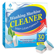 Load image into Gallery viewer, Kaitse Washing Machine Cleaner Effervescent Tablets, Solid Washer Deep Cleaning Tablet, Triple Decontamination Remover with Natural Biological Formula, for Front Load and Top Load Washers 30 Count
