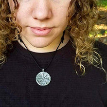 Load image into Gallery viewer, Double Sided Viking Vegvisir Aegishjalmur Stave Pendant Necklace on Vegan Hemp Cord - Adjustable Length
