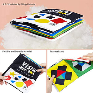 beiens Baby Books Toys, High Contrast Black and White Books Non Toxic Fabric Touch and Feel Crinkle Cloth Books Early Educational Stimulation Toys for Infants Toddlers, Baby Gift Soft Toys Mirror