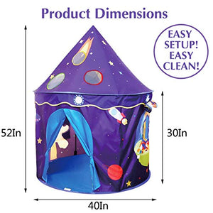 Wonder Space Children Play Tent - Space Rocket Castle Pop Up Kids Playhouse, Ideal Indoor Outdoor Gift Game Toy for Boys and Girls