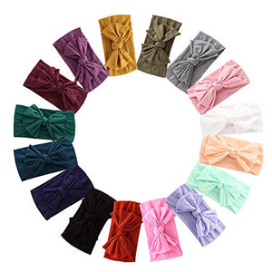 16PCS Baby Nylon Headbands Hairbands Hair Bow Elastics for Baby Girls Newborn Infant Toddlers Kids