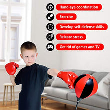 Load image into Gallery viewer, GaHoo Punching Bag Set for Kids Incl Punching Ball with Stand, Boxing Training Gloves, Hand Pump and Adjustable Height Stand, Boxing Ball Set Toy Gifts for Age 6 7 8 9 10 11 12Year Old Boys Girls
