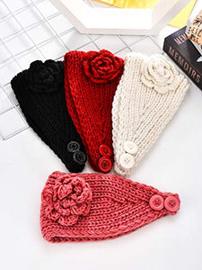 4 Pieces Chunky Knit Headbands Winter Braided Headband Ear Warmer Crochet Head Wraps for Women Girls (Color set 7)