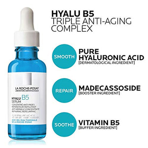 La Roche-Posay Hyalu B5 Pure Hyaluronic Acid Serum for Face, with Vitamin B5. Anti-Aging Serum Concentrate for Fine Lines. Hydrating, Repairing, Replumping. Suitable for Sensitive Skin, 1 Fl Oz