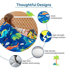 Load image into Gallery viewer, Sivio Kids Weighted Blanket &amp; Removable Duvet Cover Set 100% Cotton Weighted Comforter with Glass Beads, 3lbs 36 × 48 inch, Minky Dotted Cover Machine Washable, Blue Dinosaur

