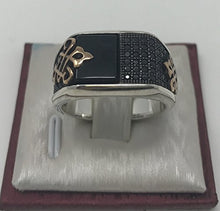 Load image into Gallery viewer, KAR 925K Stamped Sterling Silver Black Onyx w/ 36 Cubic Zircone Stone Men&#39;s Ring K7A (8)
