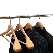 Load image into Gallery viewer, Coat Hanger 8-Pack, MEQUTION Wood Hangers Trouser Hangers Extra Wide Shoulder Wooden Hangers for Heavy Coat, Sweater, Skirt, Suit, Pants, Retro Finish (Natural Finish)

