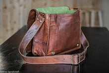 Load image into Gallery viewer, 18 inch Leather Full Flap Messenger Handmade Bag Laptop Bag Satchel Bag Padded Messenger Bag School Brown (18x13)
