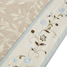 Load image into Gallery viewer, Madison Park Serene Floral Embroidered 100% Cotton Jacquard Ultra Soft Absorbent Bathroom Towel Set Shower Hand Face Washcloths, See Below, Blue
