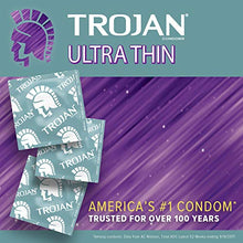 Load image into Gallery viewer, Trojan Condom Sensitivity Ultra Thin Spermicidal, 12 Count (Packaging May Vary)
